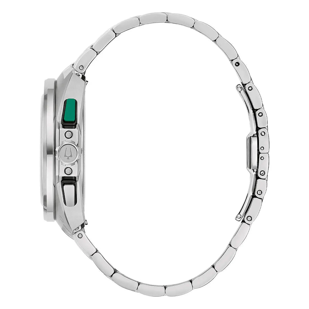 Bulova Racer 98B468 - cassa e bracciale acciaio - quadrante verde con cronografo e datario
