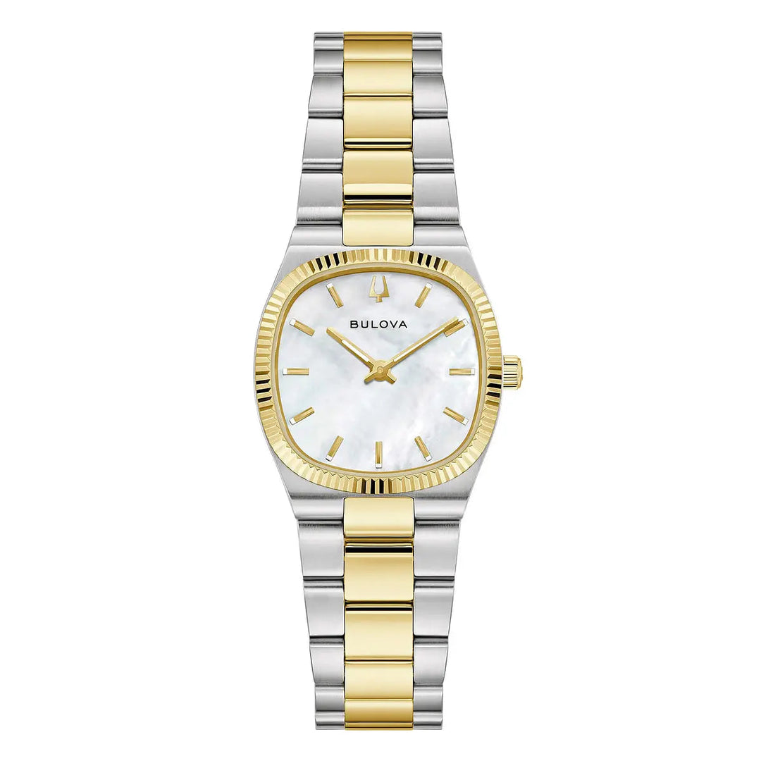 Bulova Super Seville 98L335 - bracciale e cassa acciaio e oro giallo - quadrante bianco