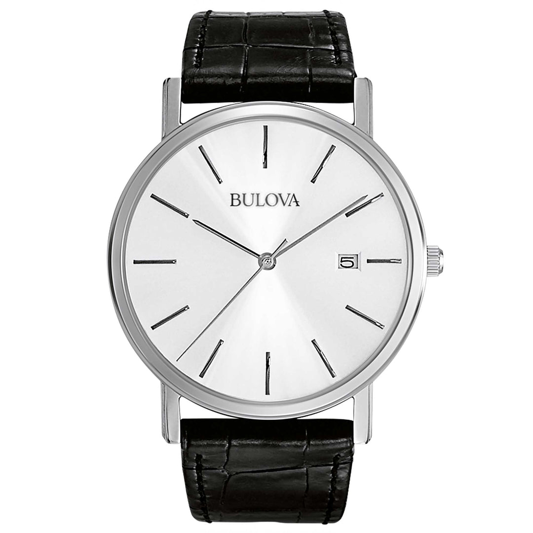 Bulova Classic Elegant 96B104 - cinturino pelle nera - cassa acciaio - quadrante argento con datario