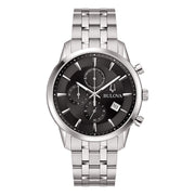 Bulova Sutton Chrono 96B412 - bracciale e cassa acciaio - quadrante nero con cronografo e datario