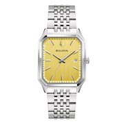 Bulova Tony Bennett 96B471 - bracciale e cassa acciaio - quadrante giallo con datario