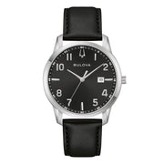Bulova Sutton Classic 96B473 - cinturino pelle nero - cassa acciaio - quadrante nero con datario