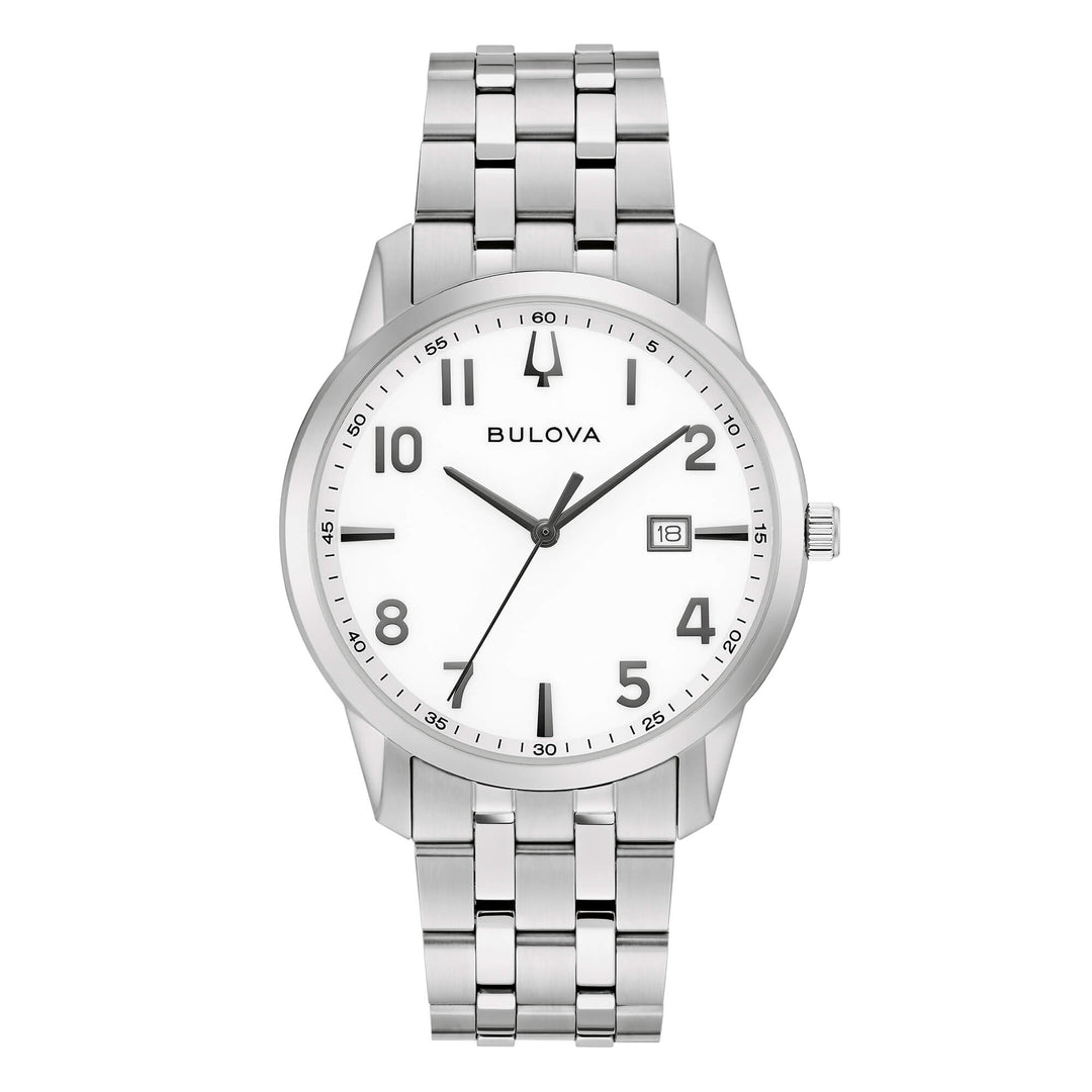 Bulova Sutton Classic 96B474 - bracciale e cassa acciaio - quadrante bianco con datario