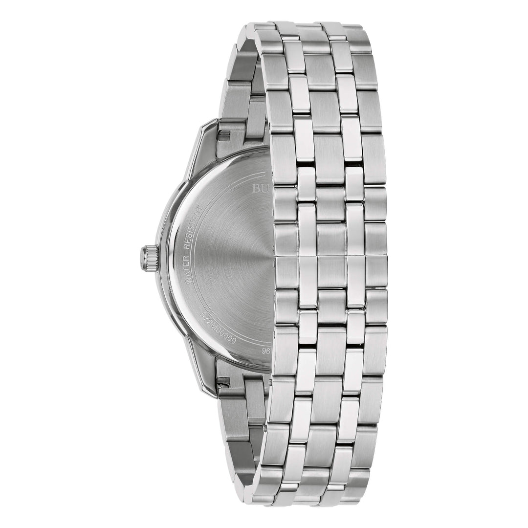 Bulova Sutton Classic 96B474 - bracciale e cassa acciaio - quadrante bianco con datario - fondello