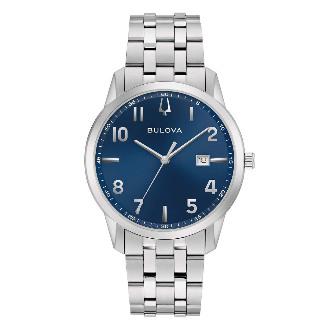 Bulova Sutton Classic 96B475 - bracciale e cassa acciaio - quadrante blu con datario