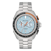 Bulova Racer 98B432 - bracciale e cassa acciaio - quadrante azzurro con cronografo e datario