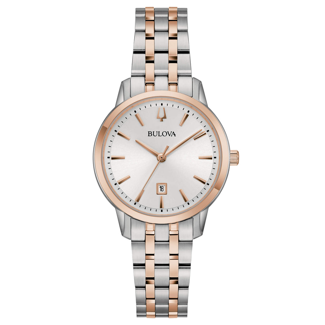 Bulova Sutton lady 98M137 - cassa acciaio e bracciale acciaio/oro rosa - quadrante argento con datario