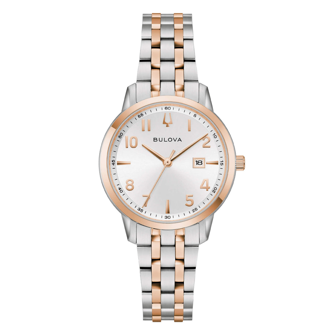Bulova Sutton Lady 98M140 - bracciale acciaio/oro rosa - cassa acciaio - quadrante argento con datario