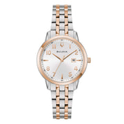 Bulova Sutton Lady 98M140 - bracciale acciaio/oro rosa - cassa acciaio - quadrante argento con datario