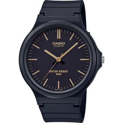 Casio Gents Classic MW-240-1E2VEF - quadrante, cassa e cinturino neri - indici oro