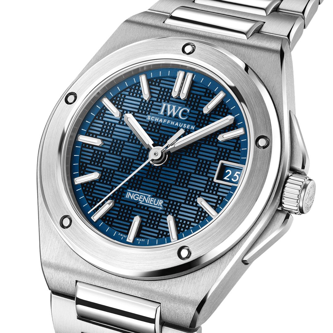 IWC Ingenieur Automatic 35 IW324907 - bracciale e cassa acciaio - quadrante blu con datario