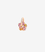 Load image into Gallery viewer, Charm fiore in oro rosa 9K con zaffiri rosa e arancio, dettaglio dei colori vivaci e delle pietre preziose.
