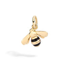 Load image into Gallery viewer, Ciondolo ape in oro giallo 18K con smalto nero, dettaglio lucido e design delicato.
