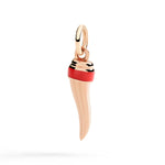 Load image into Gallery viewer, Ciondolo cornetto in oro rosa 9K con smalto rosso, dettagli curve e superficie lucida.

