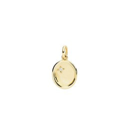 Ciondolo Sigillo in oro giallo 9K con brillante singolo, dettagli lucidi e raffinati.