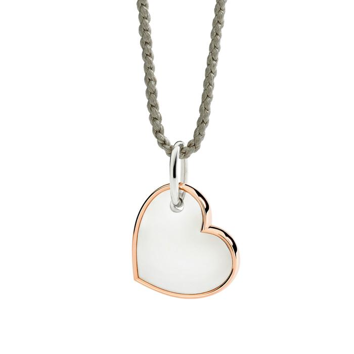 Ciondolo XL cuore in argento 925 con profilo in oro rosa 9K, design maxi e raffinato.