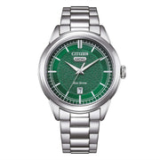 Citizen Day date AW0151-85X - bracciale e cassa acciaio - quadrante verde con datario