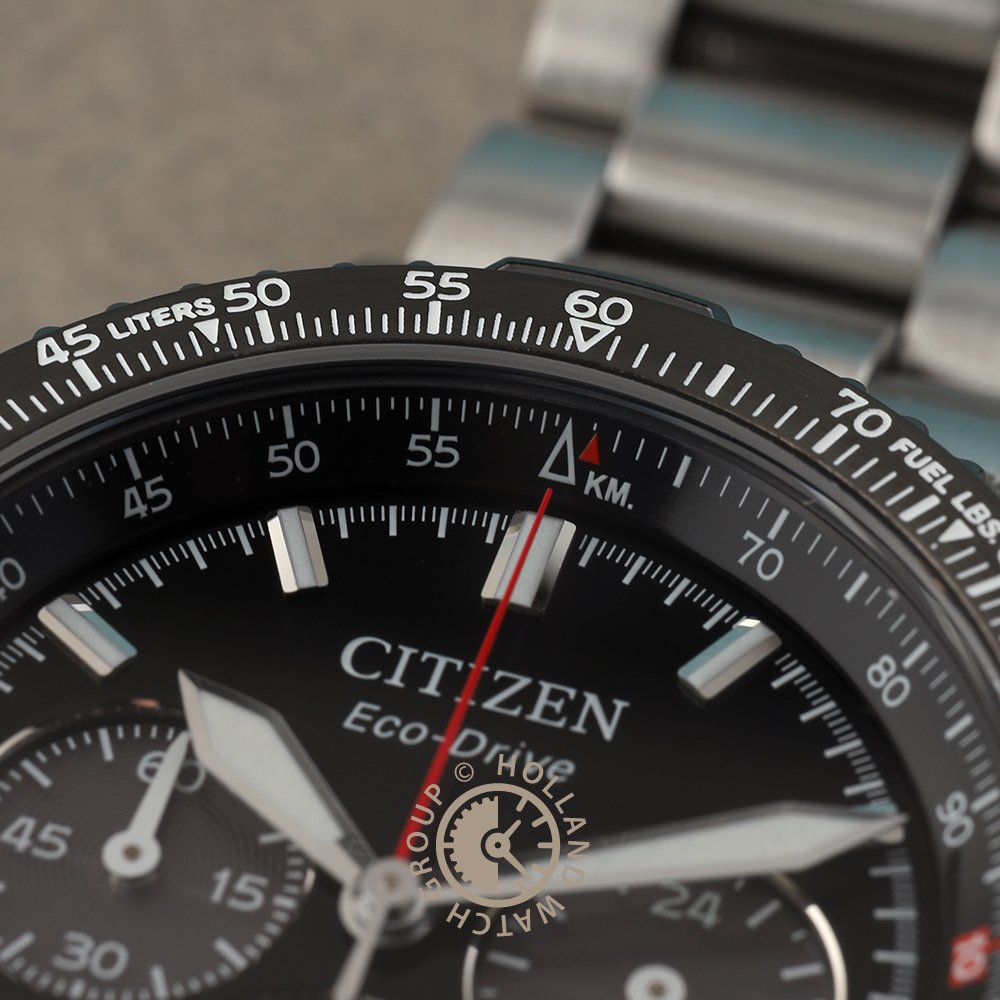 Citizen Promaster Sky Navihawk CA4664-60E - bracciale e cassa acciaio - quadrante nero con datario e cronografo