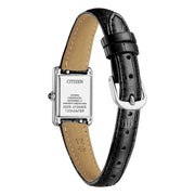Citizen Square EG2790-12A - cinturino pelle nera - cassa acciaio - quadrante bianco - fondello