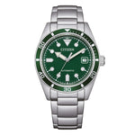 Load image into Gallery viewer, Citizen Marine Mechanical 38mm NJ0220-52X - bracciale e cassa acciaio - quadrante verde scuro con datario