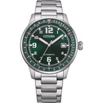 Load image into Gallery viewer, Citizen Aviator Mecha Automatico NJ0190-51X - bracciale e cassa acciaio - quadrante verde scuro con datario