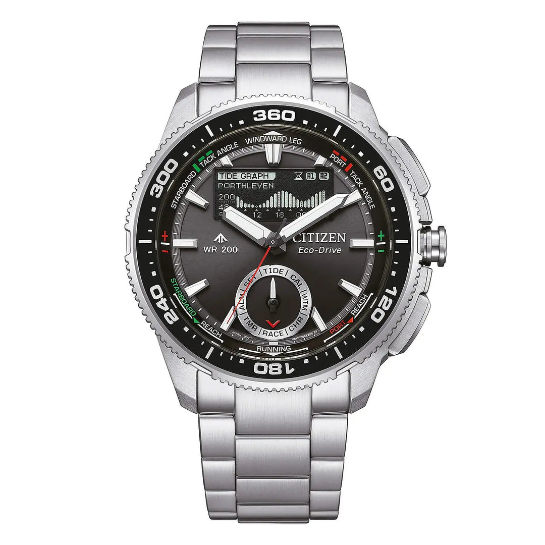 Citizen Promaster WaveTracker JV3001-53E - bracciale e cassa acciaio - quadrante nero con calendario perpetuo