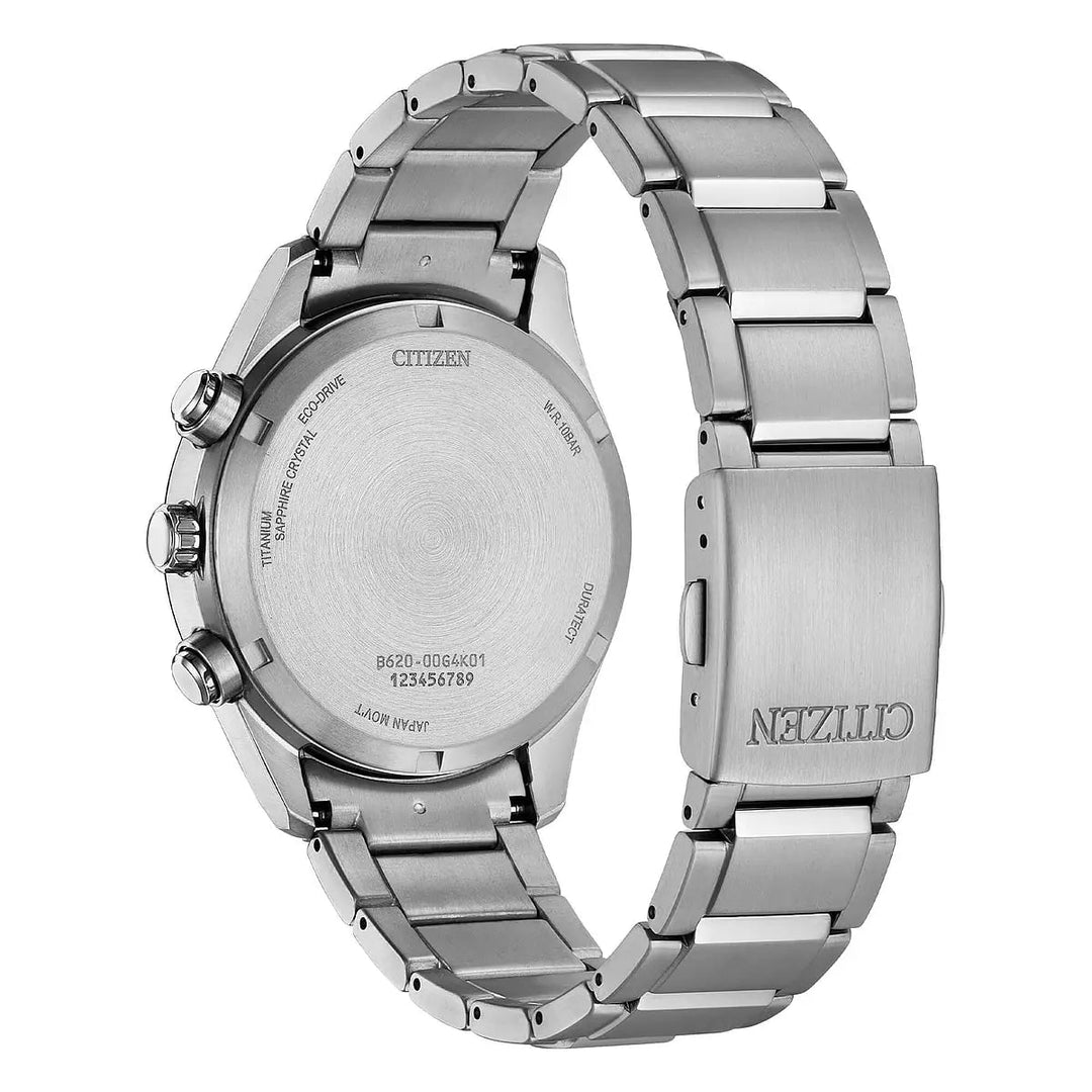 Citizen Super Titanio Crono CA4750-51L - bracciale e cassa titanio - quadrante blu con datario e cronografo - fondello