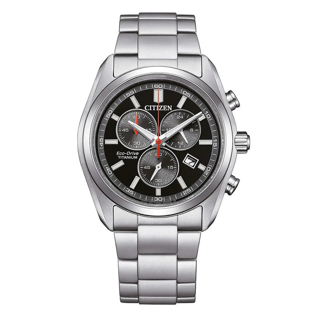 Citizen Super Titanio Crono AT2590-59E - bracciale e cassa titanio - quadrante nero con datario e cronografo
