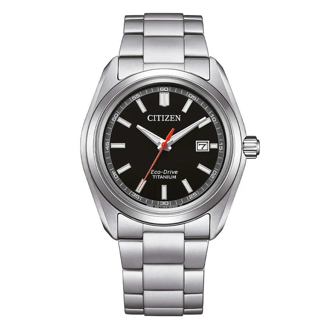 Citizen Super Titanio nero AW1900-50E - bracciale e cassa acciaio - quadrante nero con datario