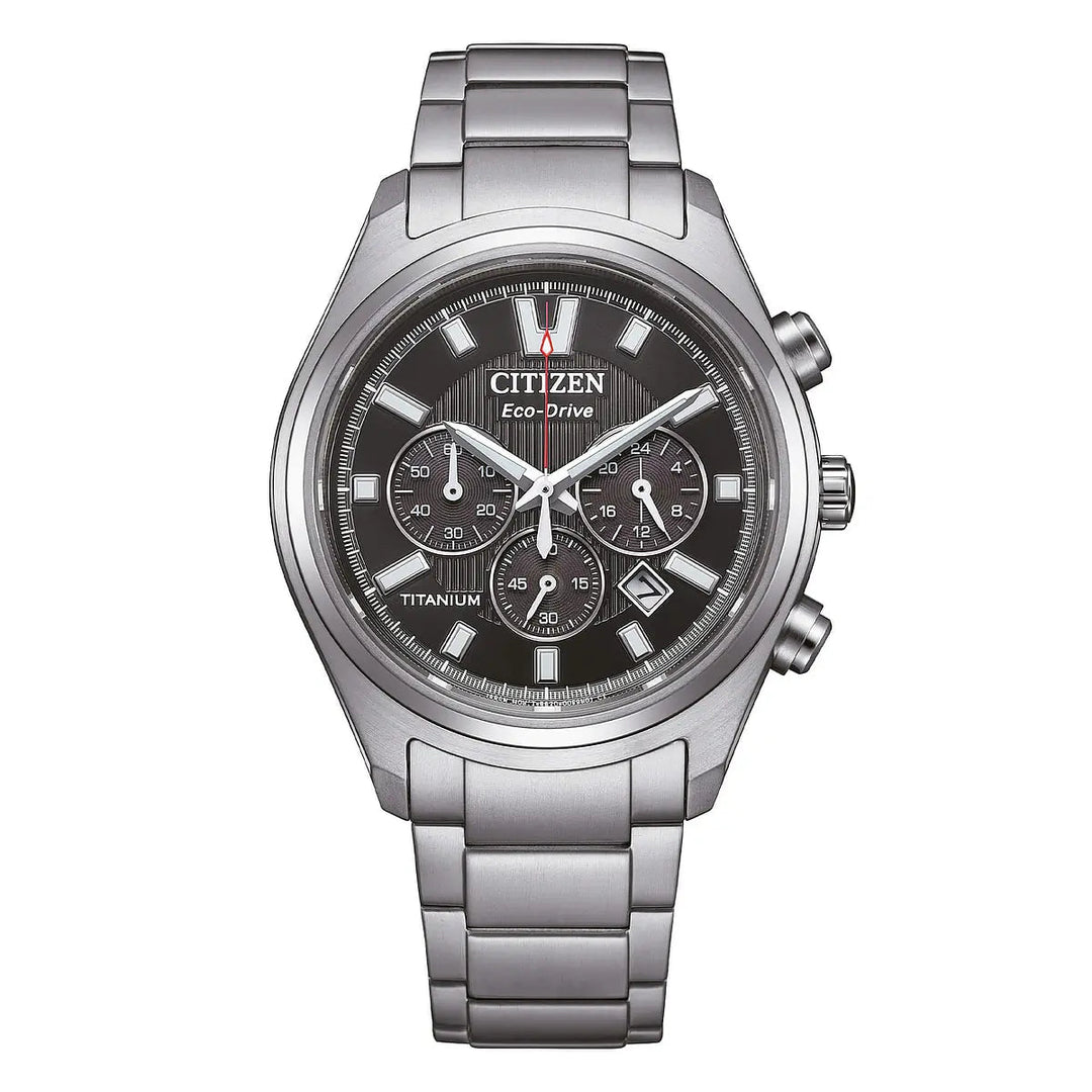 Citizen Super Titanio Crono CA4750-51E - bracciale e cassa titanio - quadrante nero con datario e cronografo