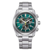 Citizen Super Titanio Crono AT2590-59X - bracciale e cassa titanio - quadrante verde cronografo e datario