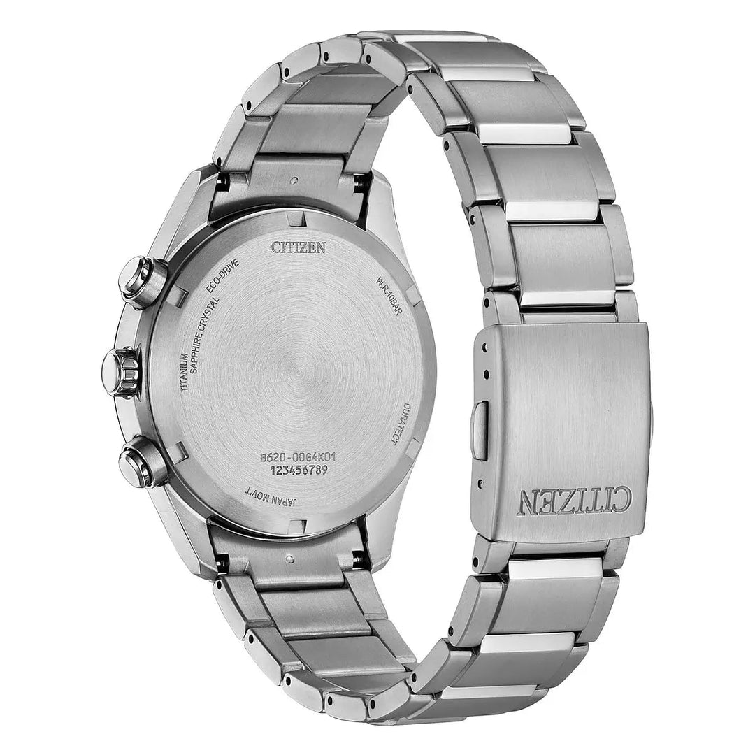 Citizen Super Titanio Crono CA4750-51X - bracciale e cassa acciaio - quadrante verde scuro con datario e cronografo - fondello