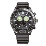 Citizen Marine Crono AT2565-05E - cinturino silicone nero - cassa acciaio nera - quadrante nero con ghiera nero e bianca
