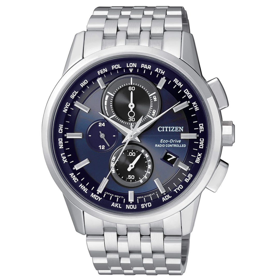 Citizen H804 AT8110-61L - bracciale e cassa acciaio - quadrante blu cronografo e datario