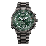 Load image into Gallery viewer, Citizen Crono Pilot Acciaio 41mm AT8304-57W - bracciale e cassa neri in acciaio - quadrante verde