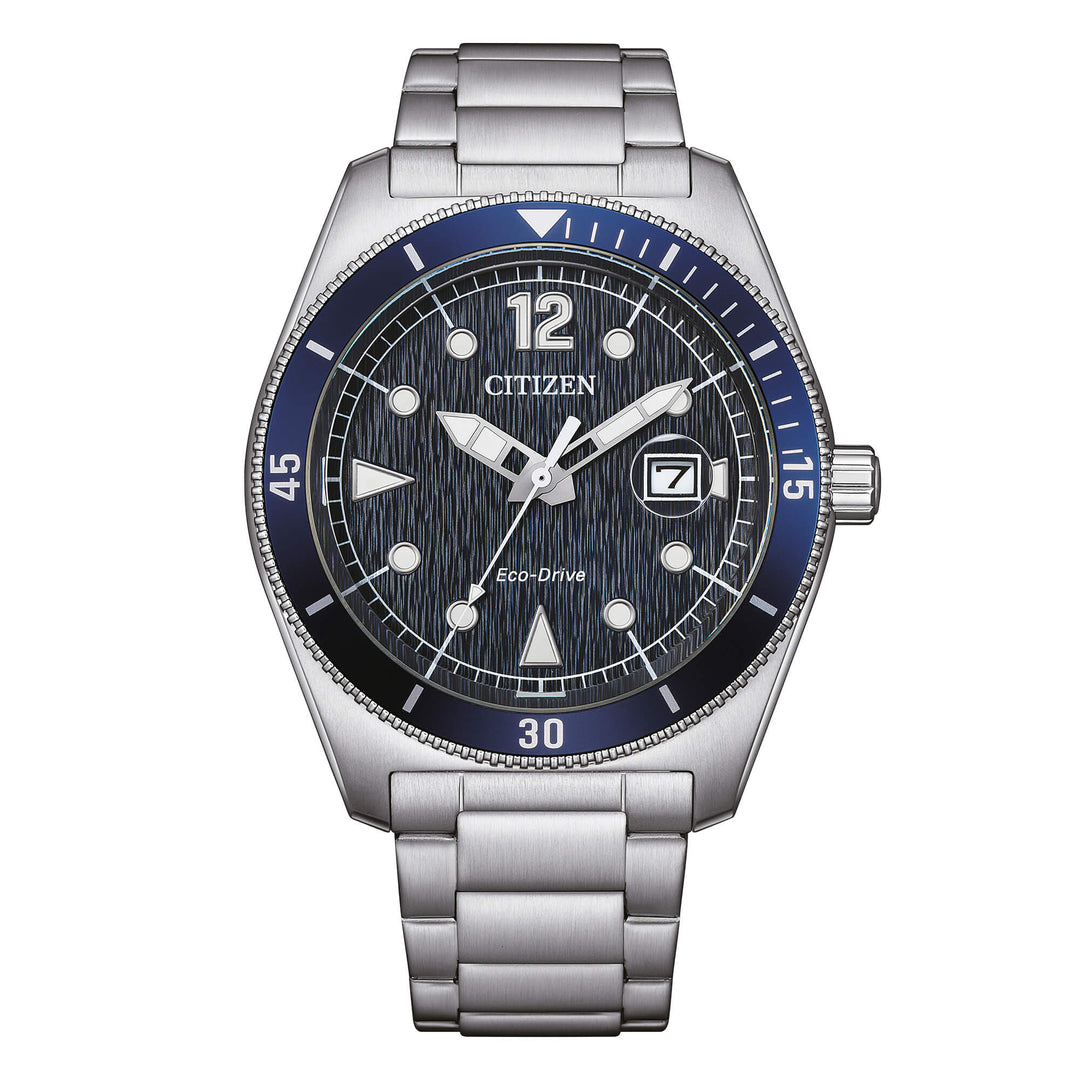Citizen Marine AW1881-52L - bracciale e cassa acciaio - quadrante blu con datario