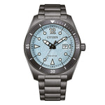 Load image into Gallery viewer, Citizen Marine AW1887-56L - bracciale e cassa acciaio nero - quadrante azzurro con datario