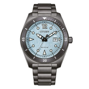 Citizen Marine AW1887-56L - bracciale e cassa acciaio nero - quadrante azzurro con datario