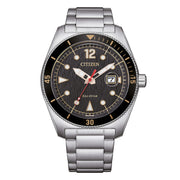Citizen Marine AW1888-53E - bracciale e cassa acciaio - quadrante nero con dettagli bronzo