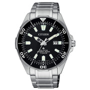 Citizen Diver's Eco Drive 200 mt Super Titanio BN0200-81E - bracciale e cassa acciaio - quadrante nero con datario