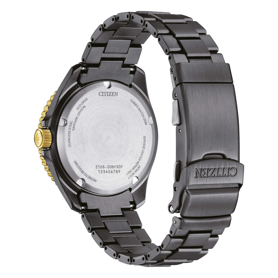 Citizen Diver's Eco Drive 200 mt Light in Black BN0264-53E - bracciale e cassa neri in acciaio - quadrante nero con datario
