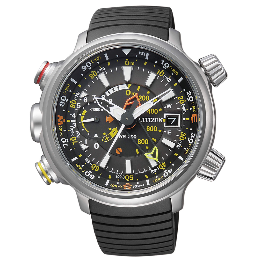 Citizen Altichron Eco Drive Super Titanio BN4021-02E - cassa titanio - cinturino liquid rubber nero - quadrante nero multifunzione