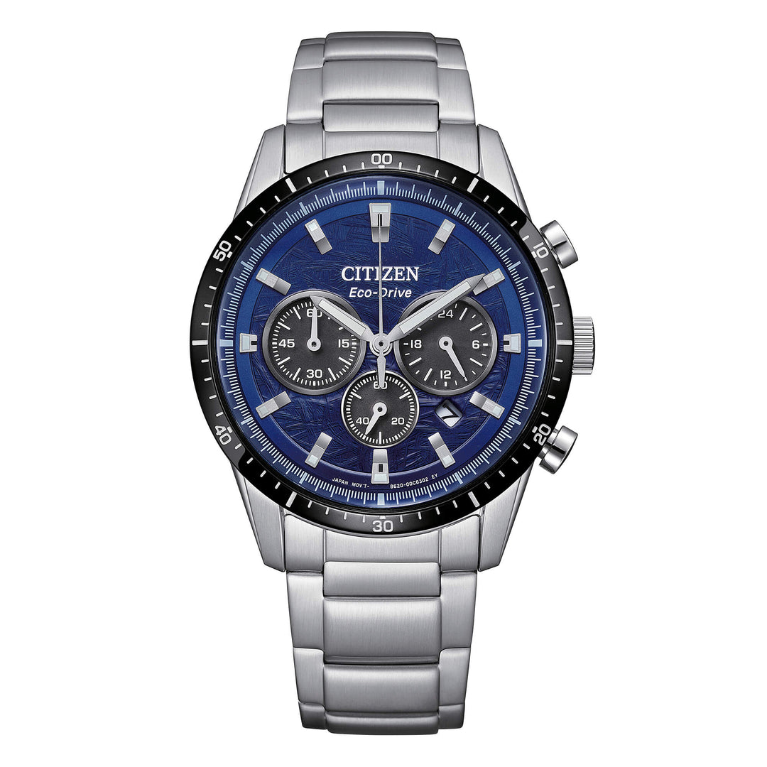 Citizen T9 Crono CA4624-56L - bracciale e cassa acciaio - quadrante blu con datario e cronografo
