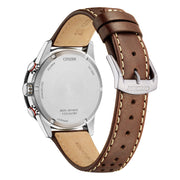 Citizen Racing Crono CA4714-04A - cinturino in pelle marrone - cassa acciaio - quadrante bianco con datario e crono - fondello