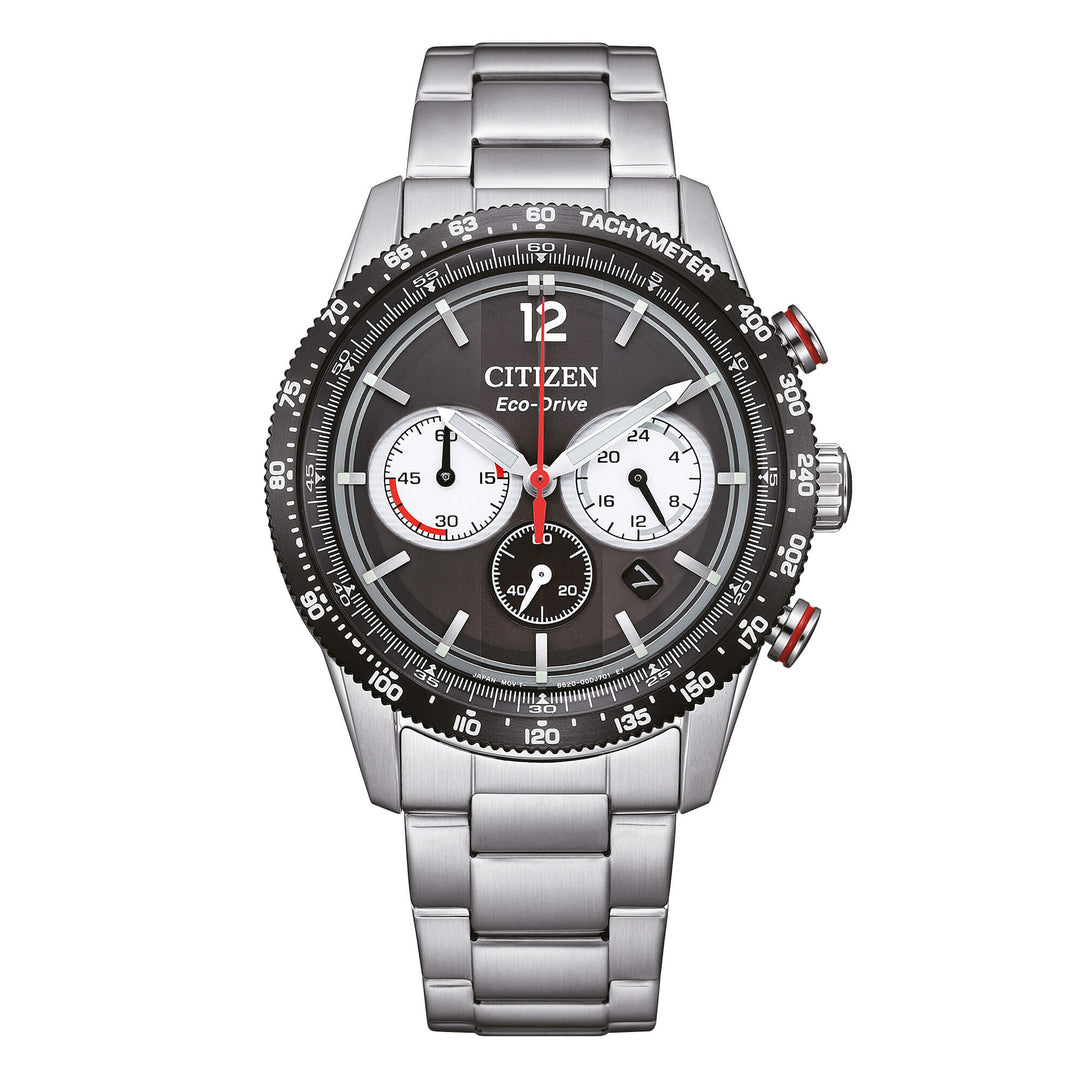 Citizen Racing Crono CA4714-55E - bracciale e cassa acciaio - quadrante nero con datario e quadrante