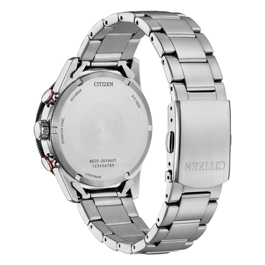 Citizen Racing Crono CA4714-55E - bracciale e cassa acciaio - quadrante nero con datario e quadrante - fondello