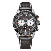 Citizen Racing Crono CA4717-06E - cassa acciaio - cinturino in pelle nero - quadrante nero con crono e datario