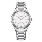 Citizen Lady EM1220-58A - bracciale e cassa acciaio - quadrante bianco con brillanti