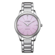 Citizen Lady EM1220-58X - bracciale e cassa acciaio - quadrante rosa con brillanti