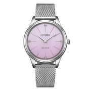 Citizen Lady EM1220-82X - bracciale e cassa acciaio - quadrante rosa con brillanti